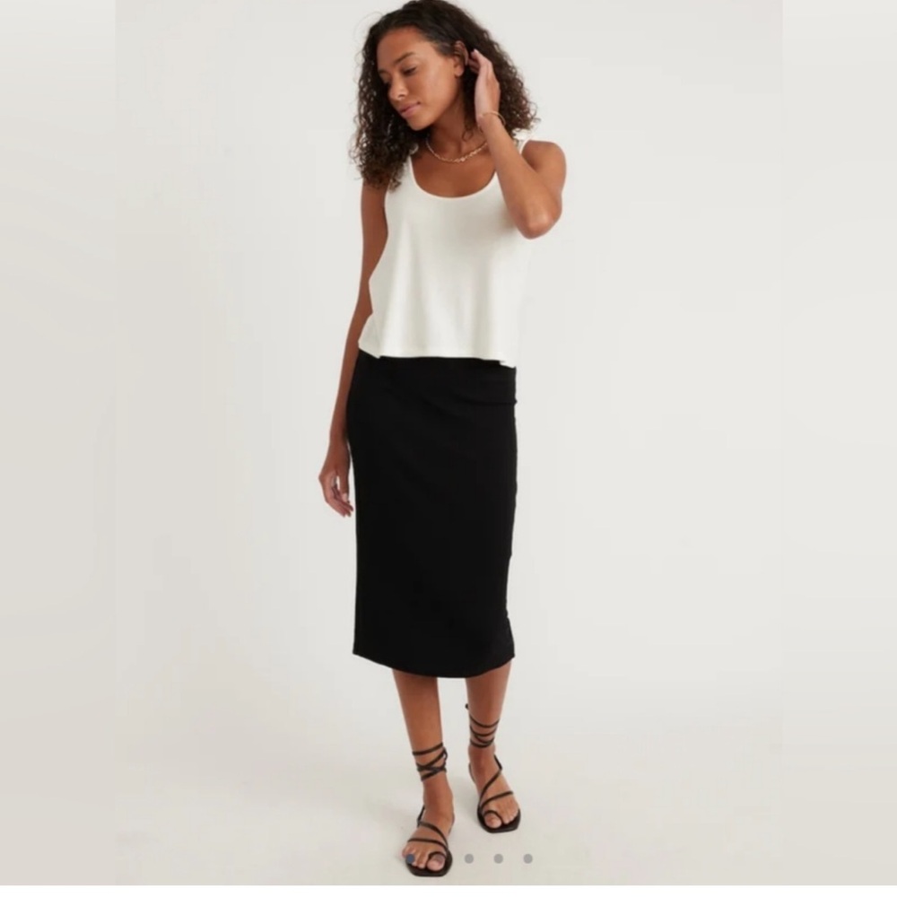 Marine Layer Black Midi Skirt